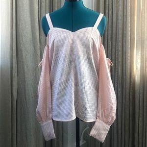 Lost Ink Pink Tie Sleeve Top